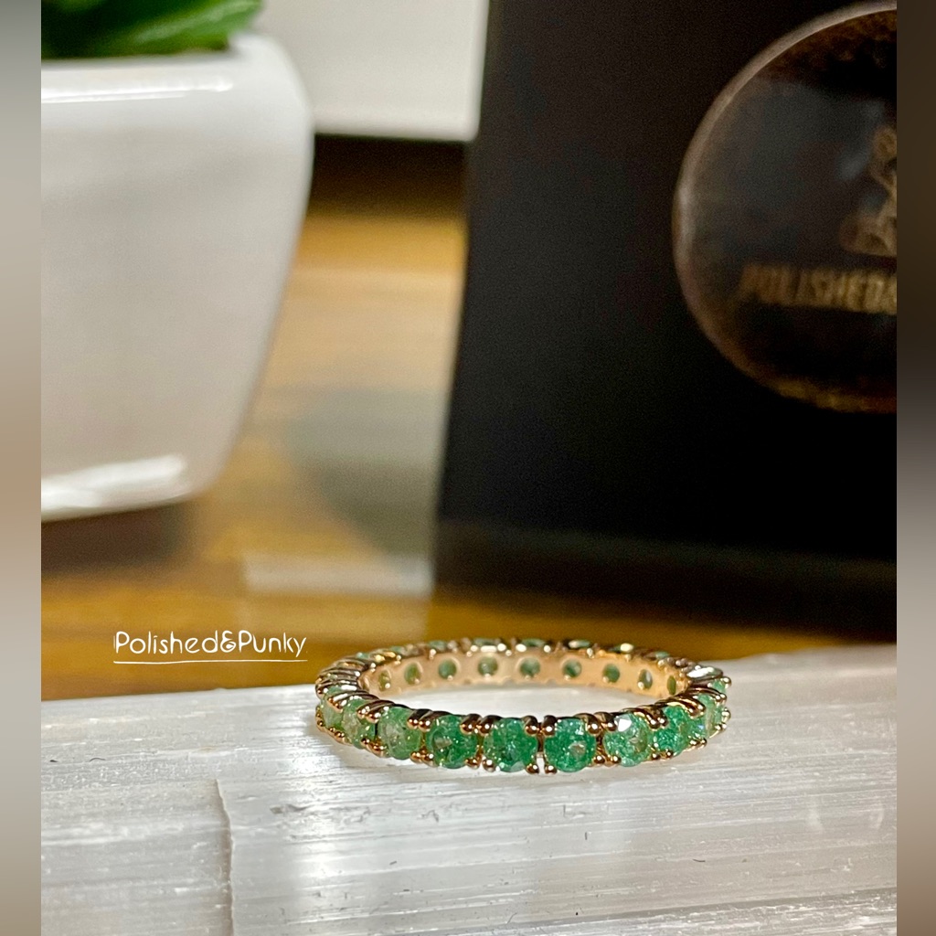 18kt Rose Gold Plated Green Zircon Ring Size 10 With Gift Box
